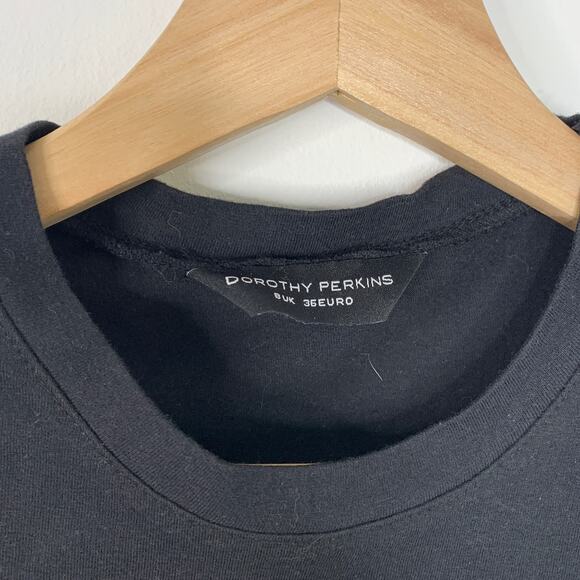 Black T-Shirt Green Lime Dorothy Perkins London Size Small - Picture 5 of 6
